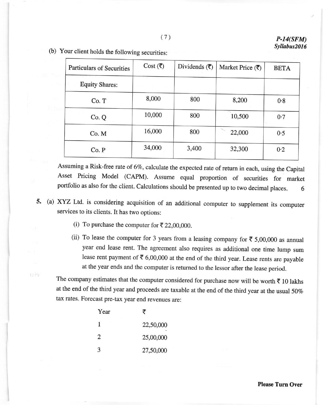ICMAI June 2018 Strategic Financial Management Question Paper (Final) - Page 7
