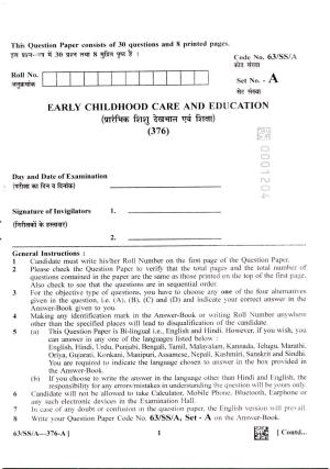 NIOS April 2022 Class 12 Early Childhood Care and Education Question Paper