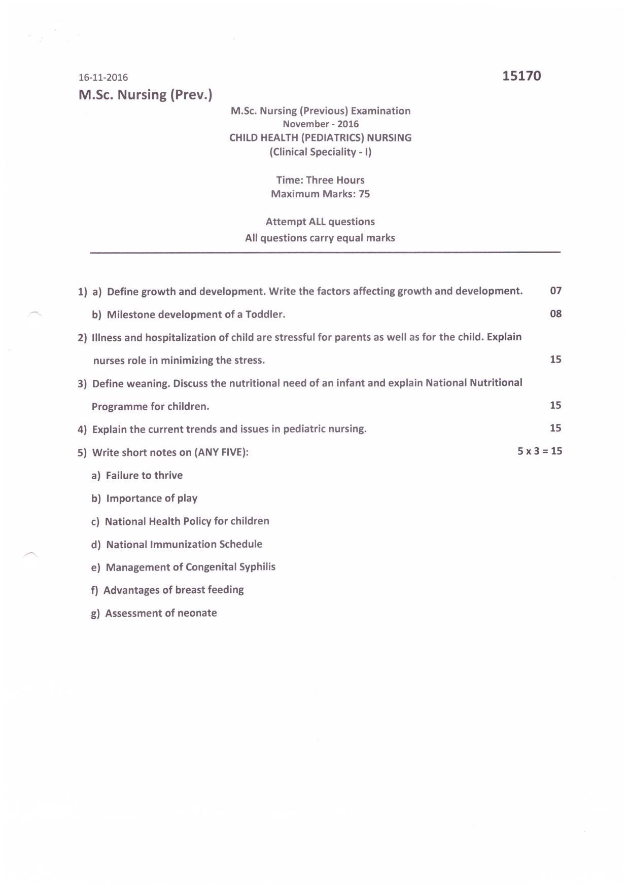 UHS M.Sc Nursing (Pervious) Nov.-2016 Question Paper - Page 6
