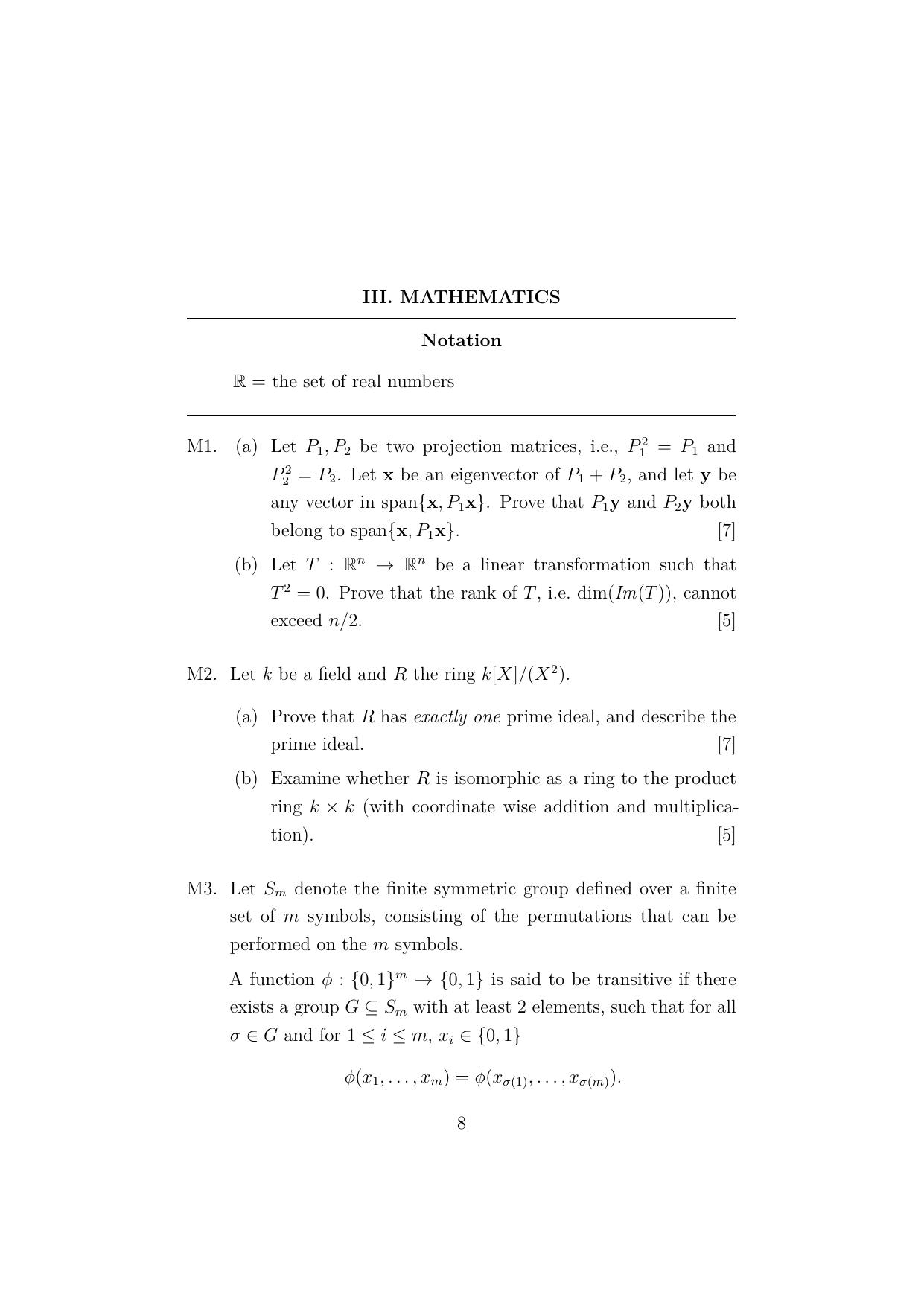 ISI Admission Test JRF in Computer Science (CSB) 2023 Sample Paper - Page 8