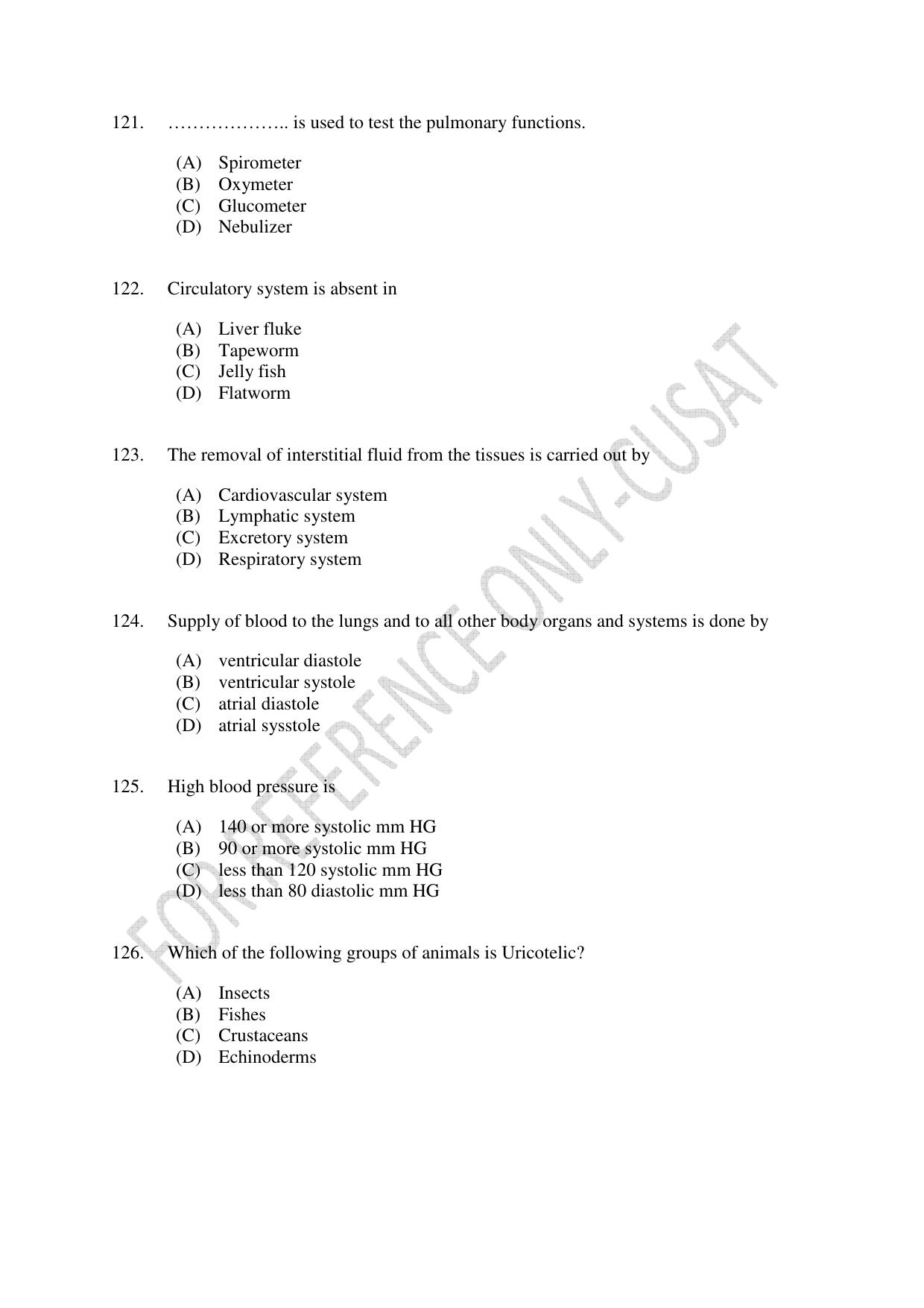 CUSAT CAT 2022 615 ZOOLOGY Question Paper - Page 21