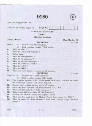 AP Inter 2nd Year Financial Services-II May-2019-Vocational Question Paper