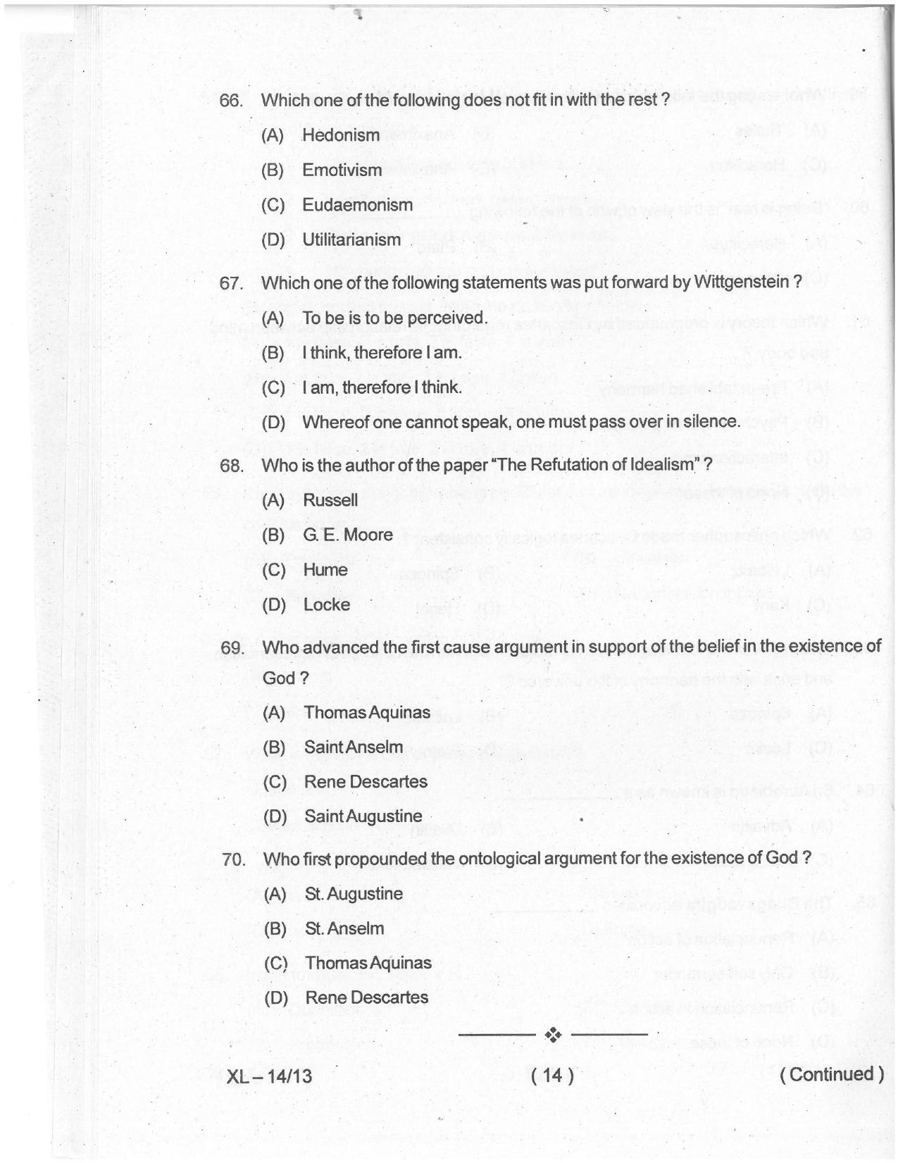 Odisha CPET 2021 PHILOSOPHY Question Paper - Page 13
