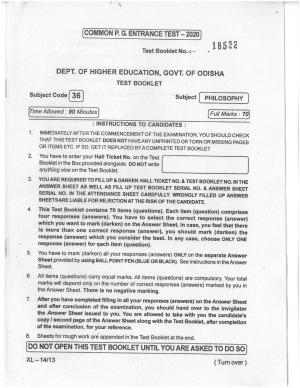 Odisha CPET 2021 PHILOSOPHY Question Paper