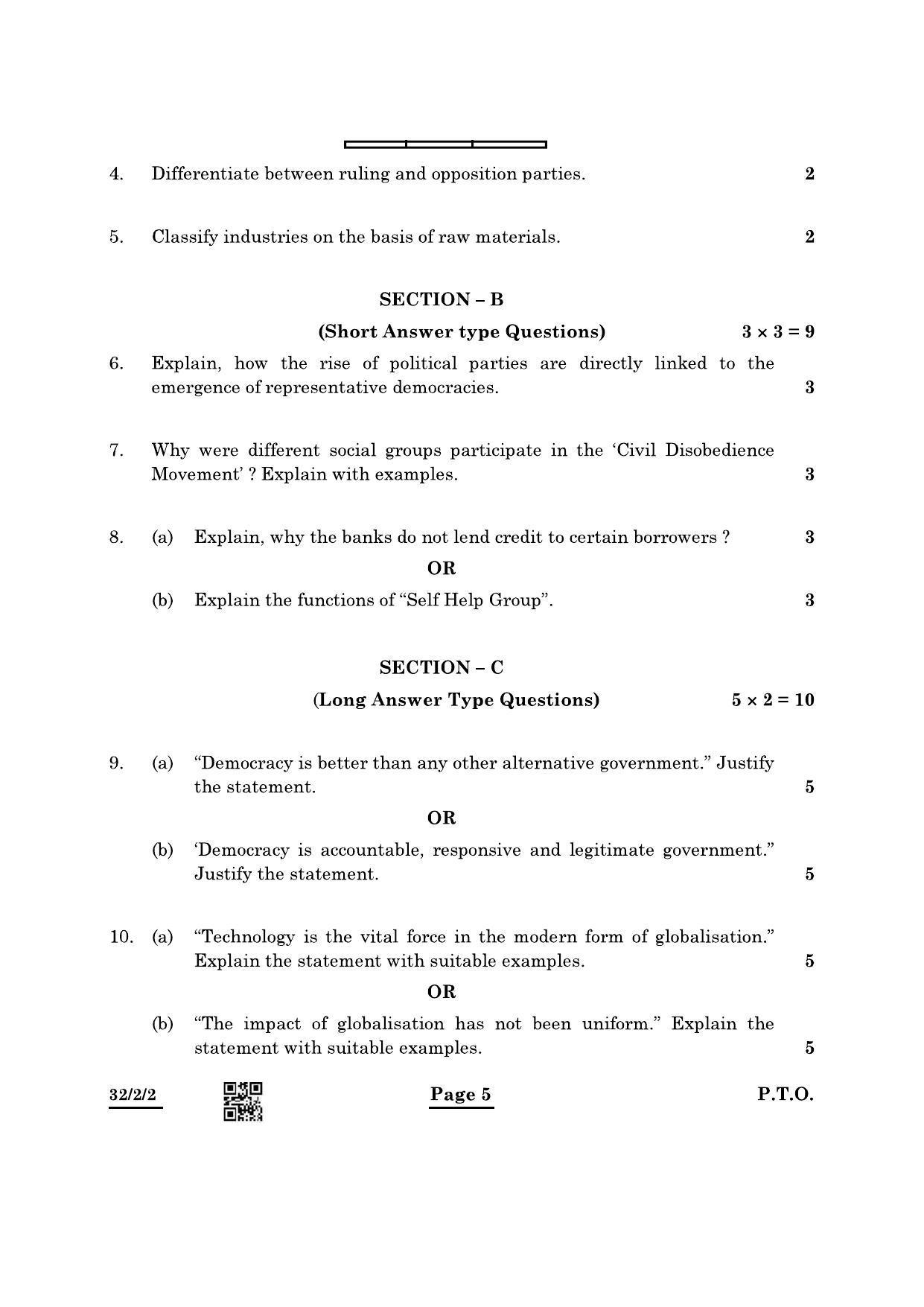 CBSE Class 10 32-2-2 Social Science 2022 Question Paper - Page 5