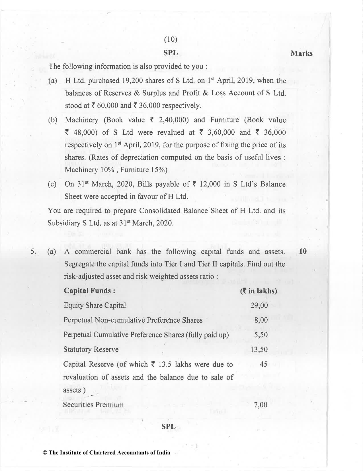 CA Inter Jan 2021 Question Paper - Paper 5 – Advanced Accounting - Page 10