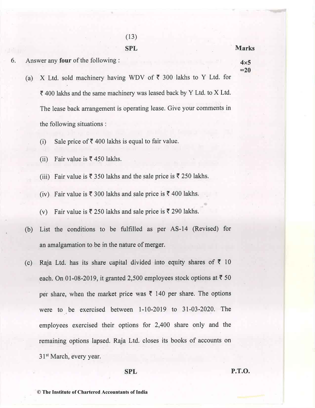 CA Inter Jan 2021 Question Paper - Paper 5 – Advanced Accounting - Page 13