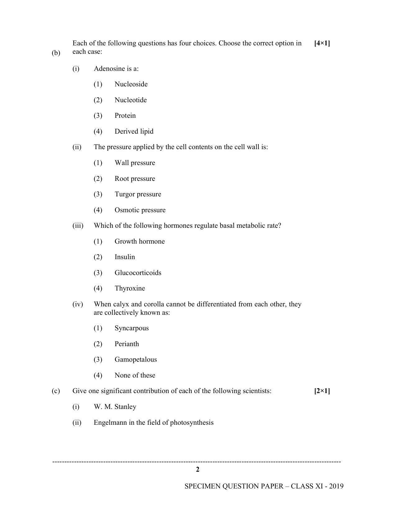 ISC Class 11 Specimen Biology Sample Papers 2023 - Page 2