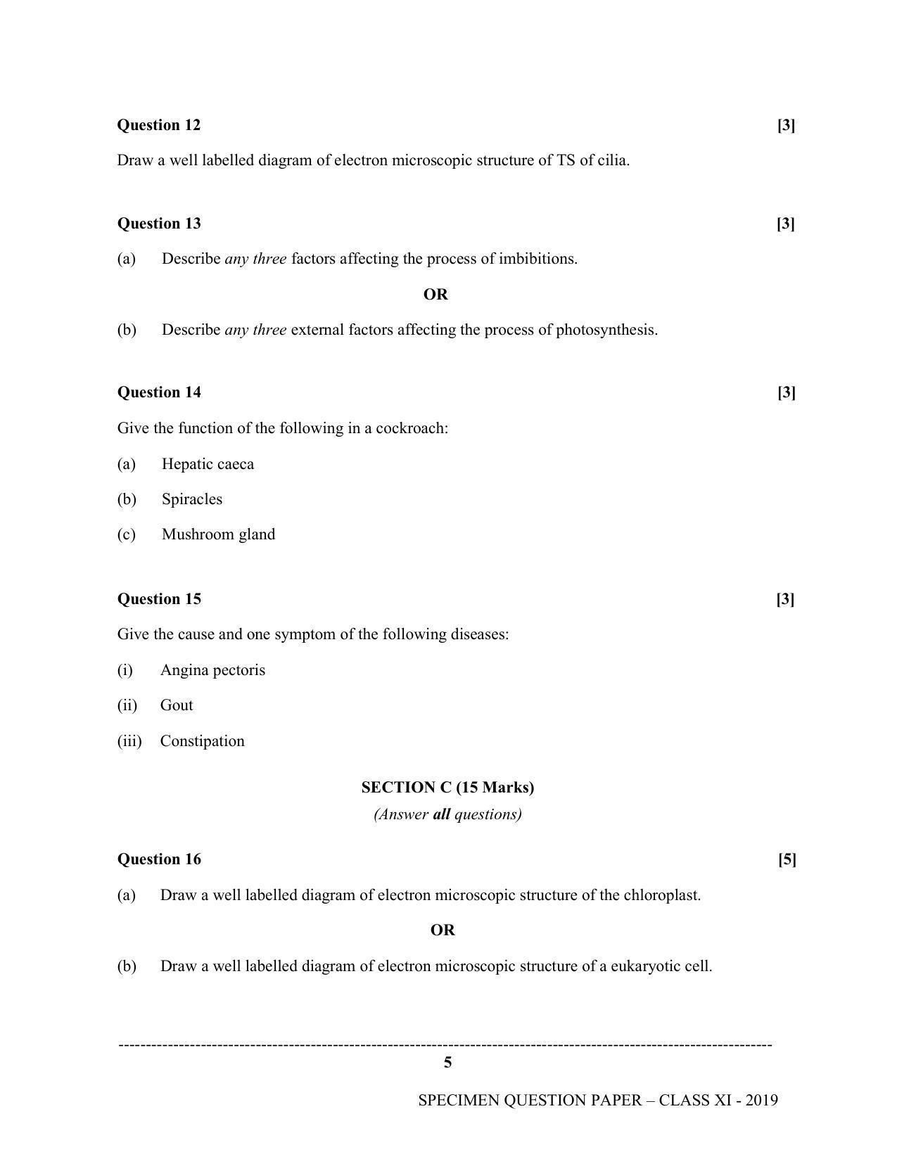 ISC Class 11 Specimen Biology Sample Papers 2023 - Page 5
