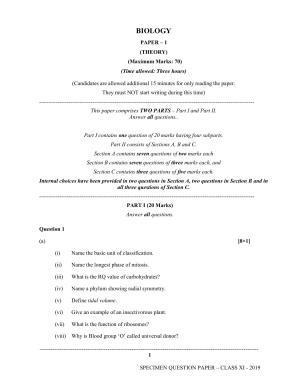 ISC Class 11 Specimen Biology Sample Papers 2023