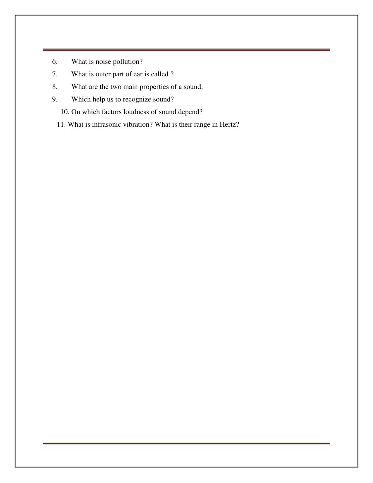 CBSE Worksheets for Class 8 Science Sound Part A Assignment - Page 2