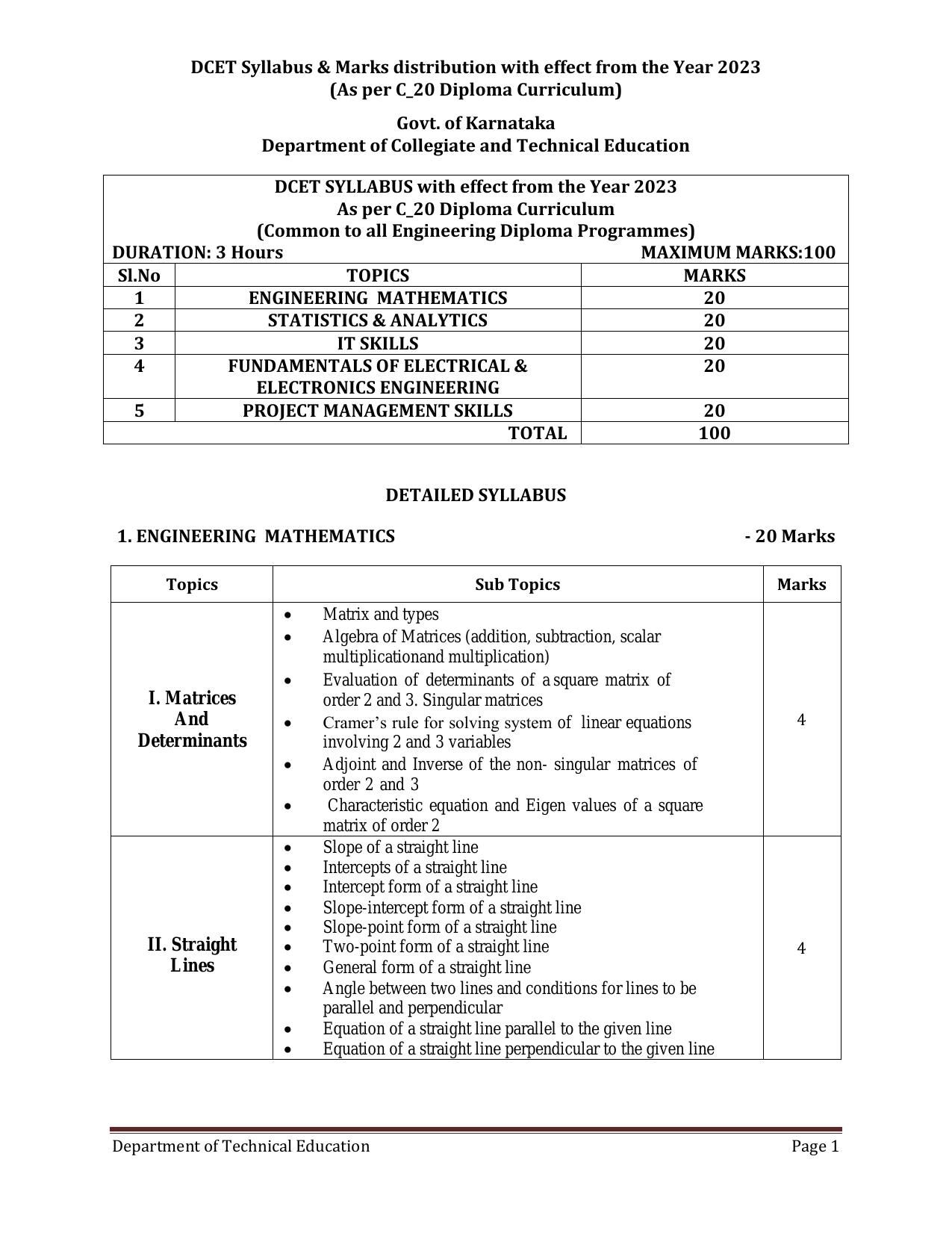 Karnataka DCET Syllabus - Page 3