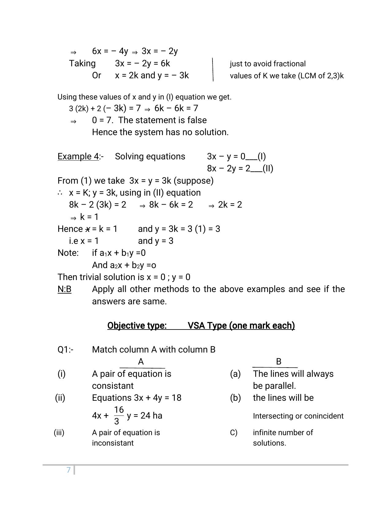 JKBOSE Class 10 Maths: Chapter 3rd Pair of linear equation in two variables Question Bank - Page 7