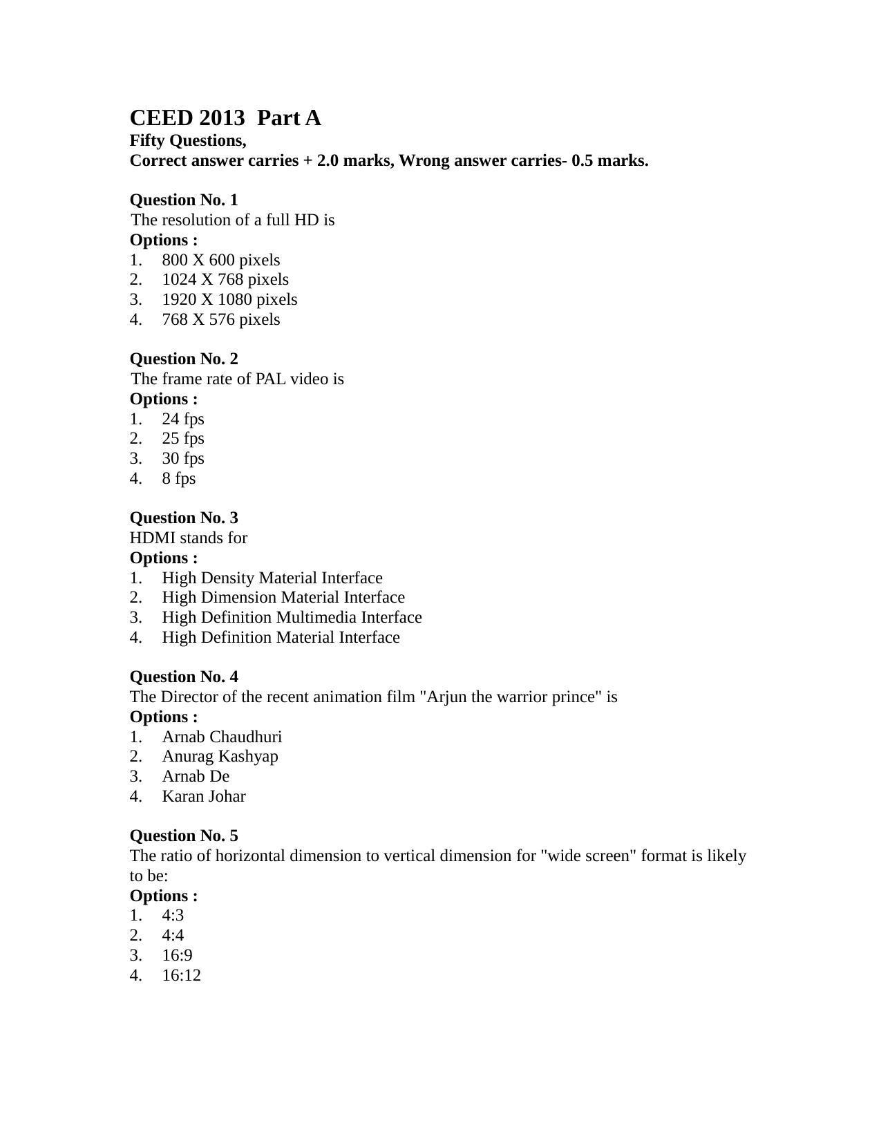 CEED 2013 Question Paper - Page 2