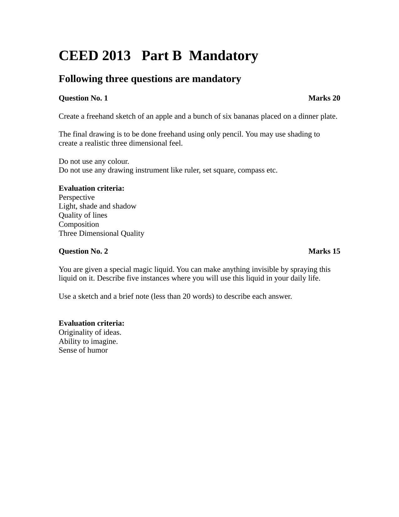 CEED 2013 Question Paper - Page 20