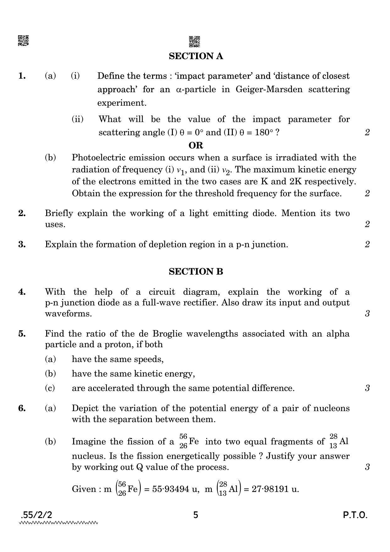 CBSE Class 12 55-2-2 Physics 2022 Question Paper - Page 5