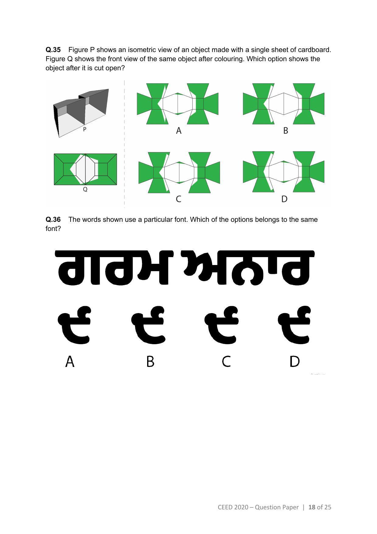 CEED 2020 Question Paper - Page 18