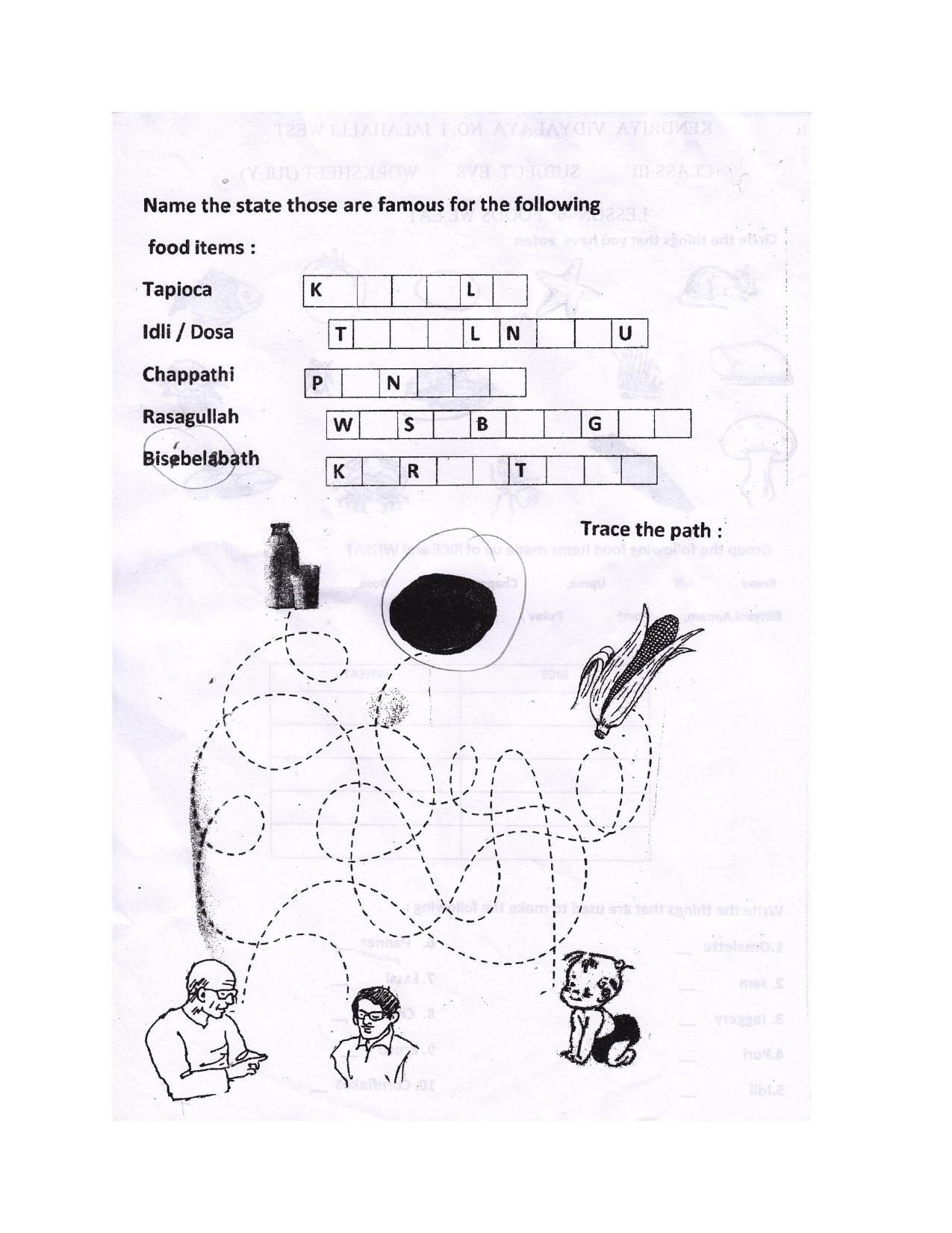 Worksheet for Class 3 EVS Assignment 20 Food We Eat - Page 2
