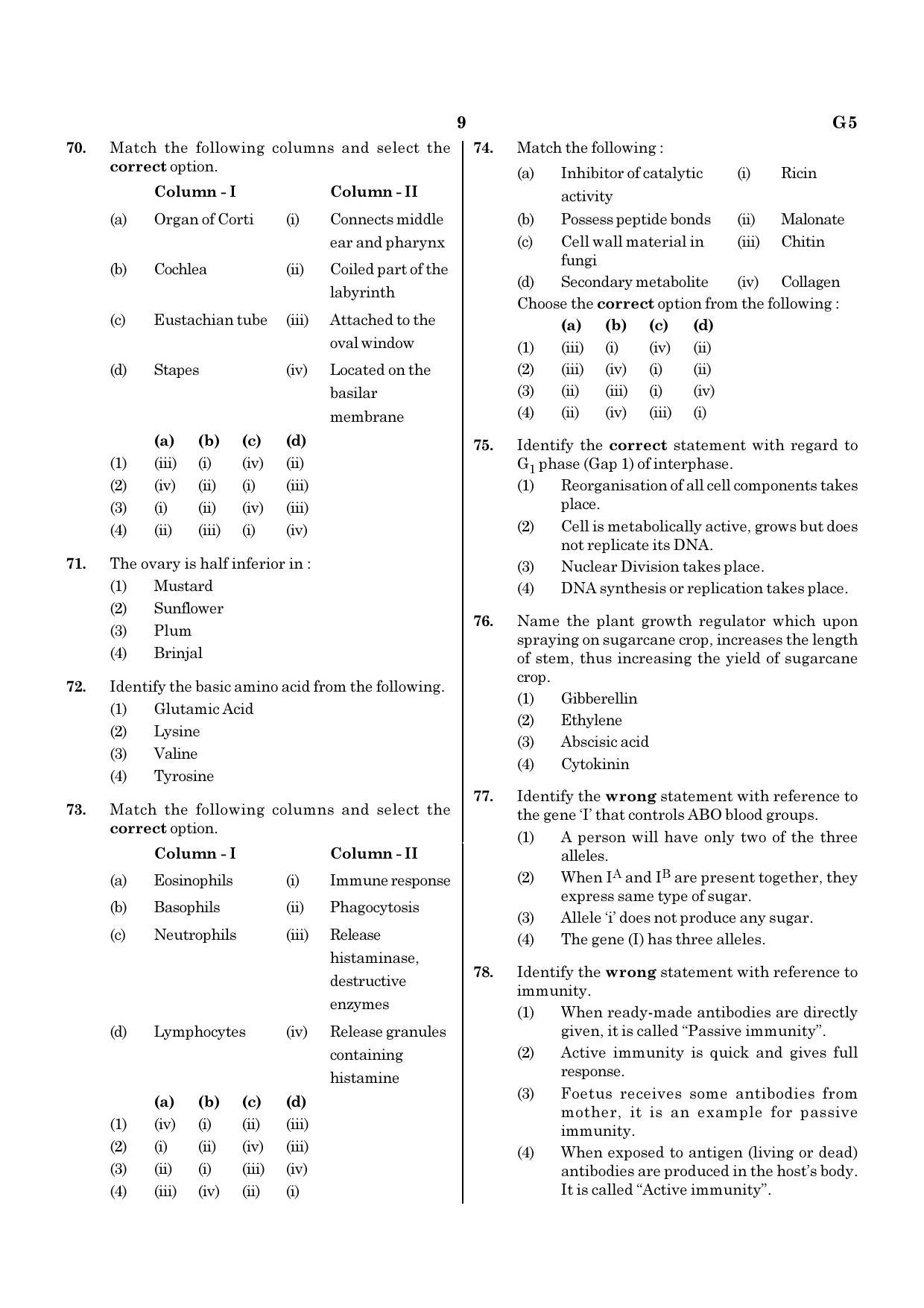NEET G5 2020 Question Paper - Page 9