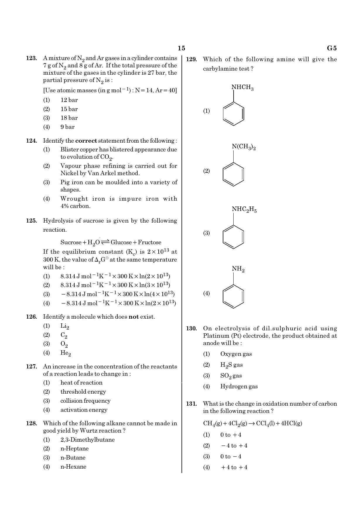 NEET G5 2020 Question Paper - Page 15