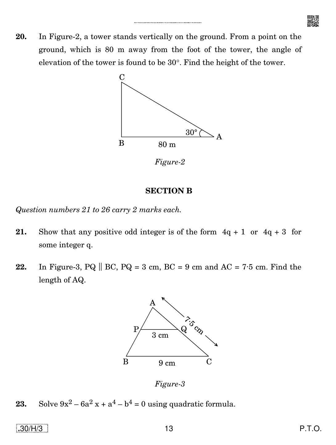 CBSE Class 10 30-C-3 - Maths (Standard) 2020 Compartment Question Paper - Page 13