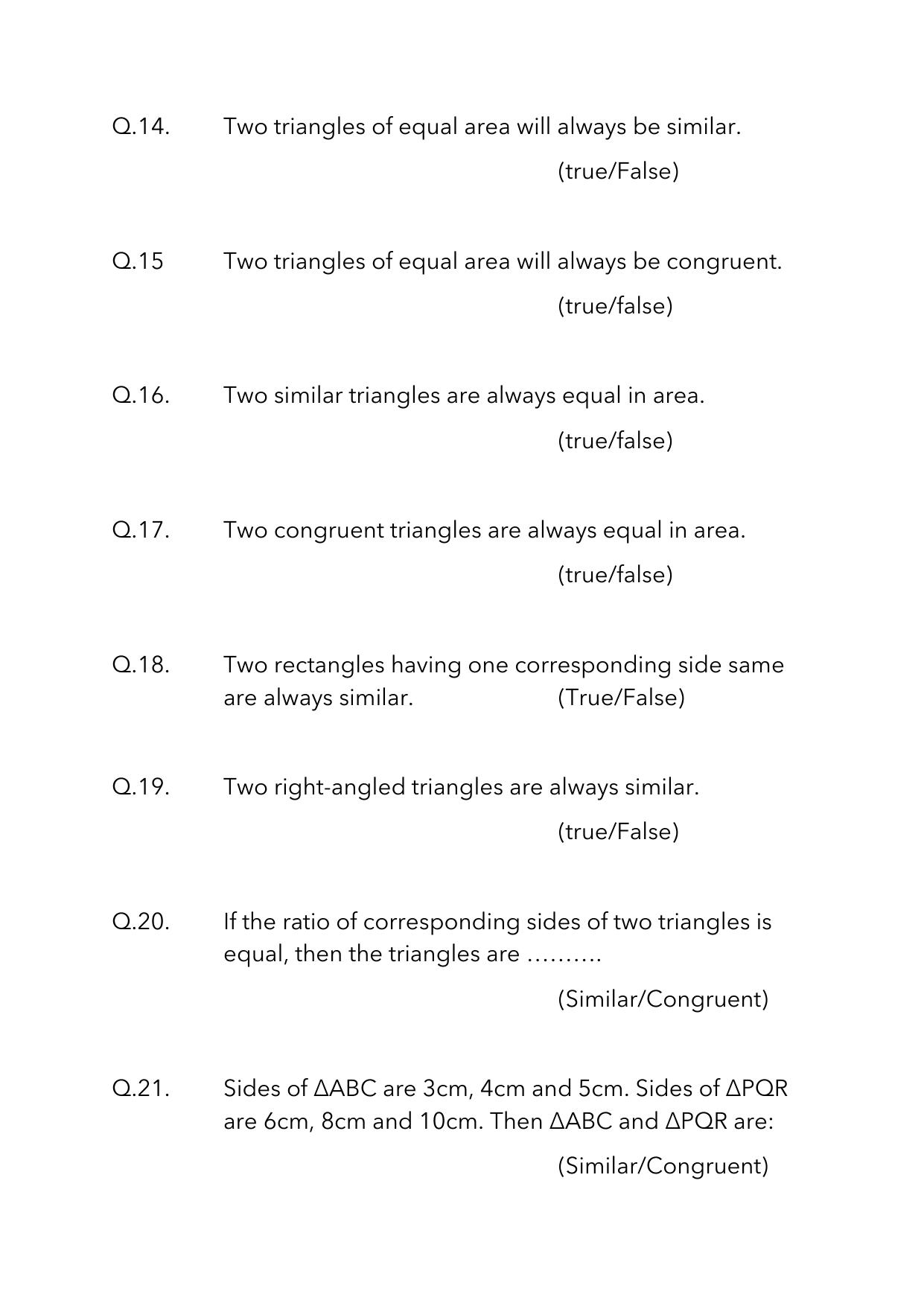 JKBOSE Class 10 Maths: Chapter 6th Triangles-1 Question Bank - Page 5