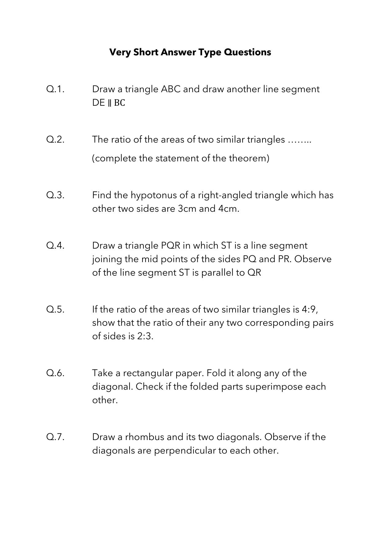 JKBOSE Class 10 Maths: Chapter 6th Triangles-1 Question Bank - Page 6