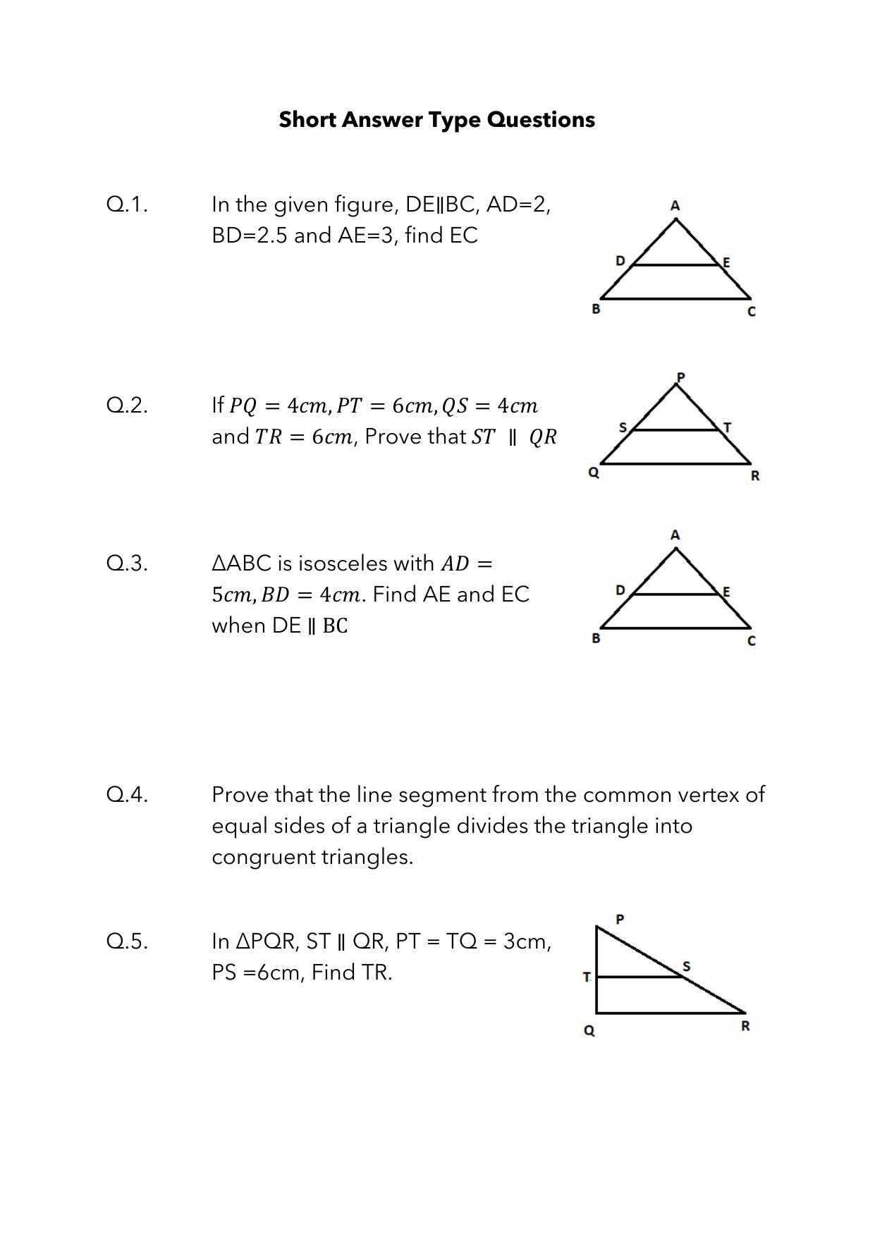 JKBOSE Class 10 Maths: Chapter 6th Triangles-1 Question Bank - Page 8