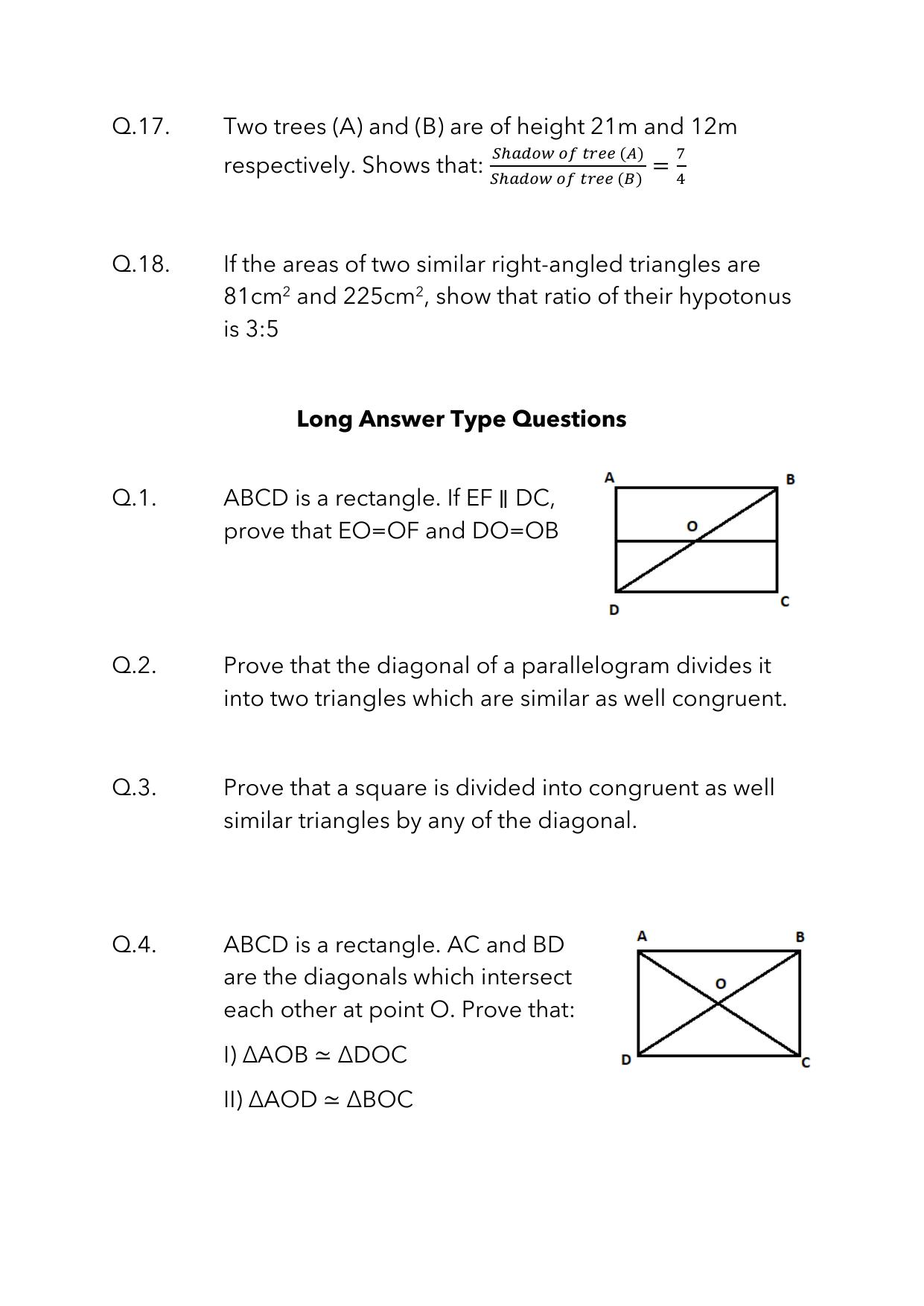 JKBOSE Class 10 Maths: Chapter 6th Triangles-1 Question Bank - Page 11