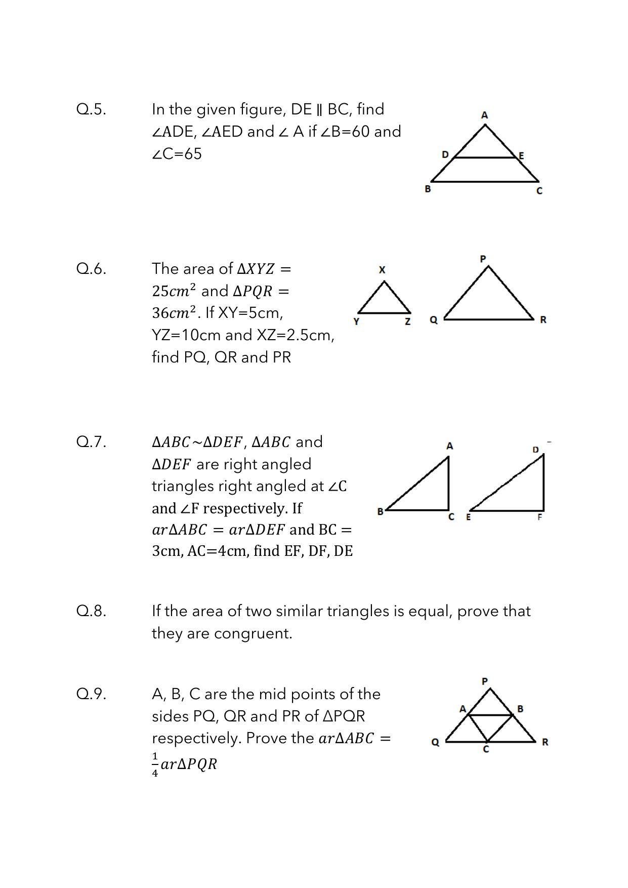 JKBOSE Class 10 Maths: Chapter 6th Triangles-1 Question Bank - Page 12