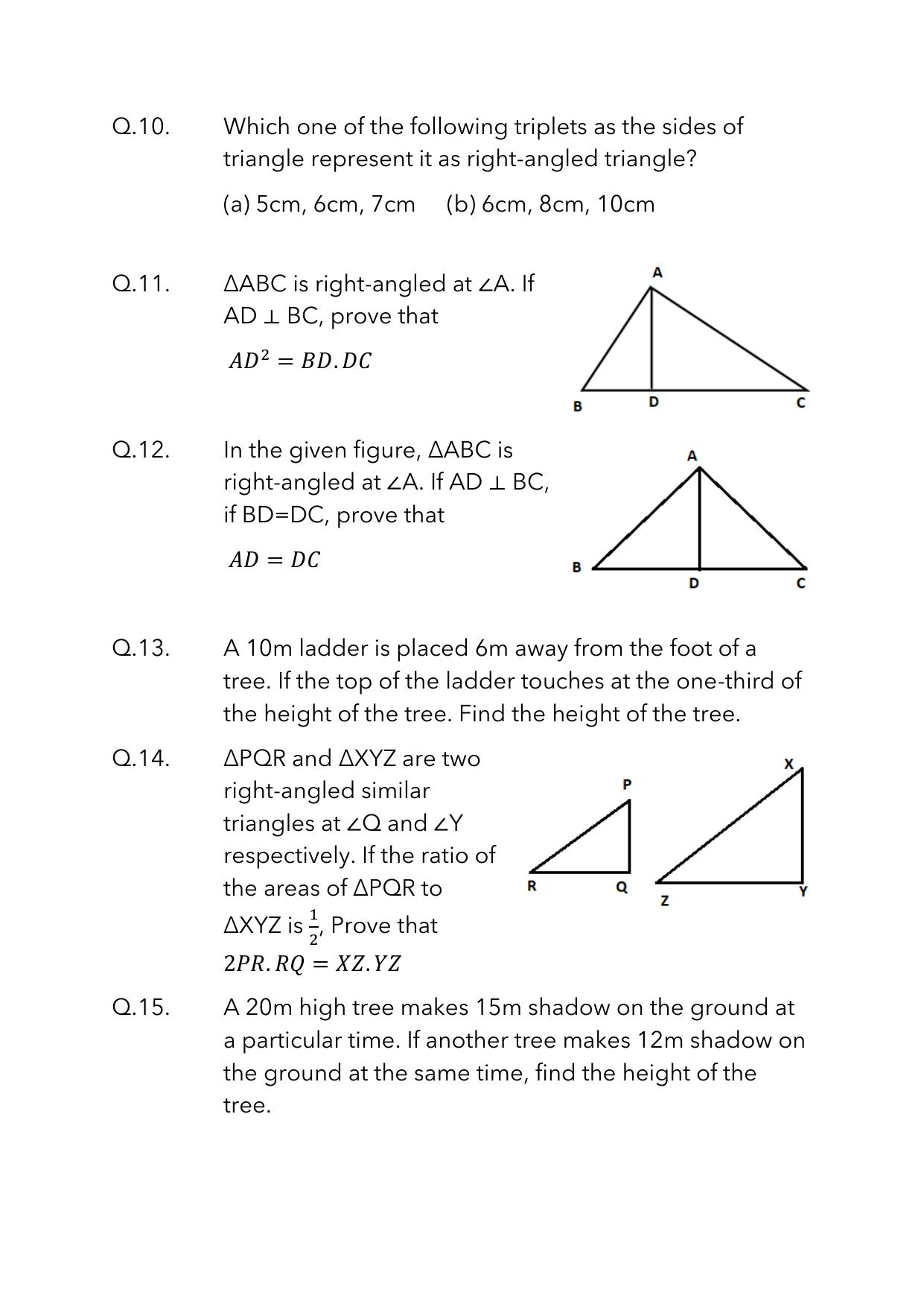 JKBOSE Class 10 Maths: Chapter 6th Triangles-1 Question Bank - Page 13