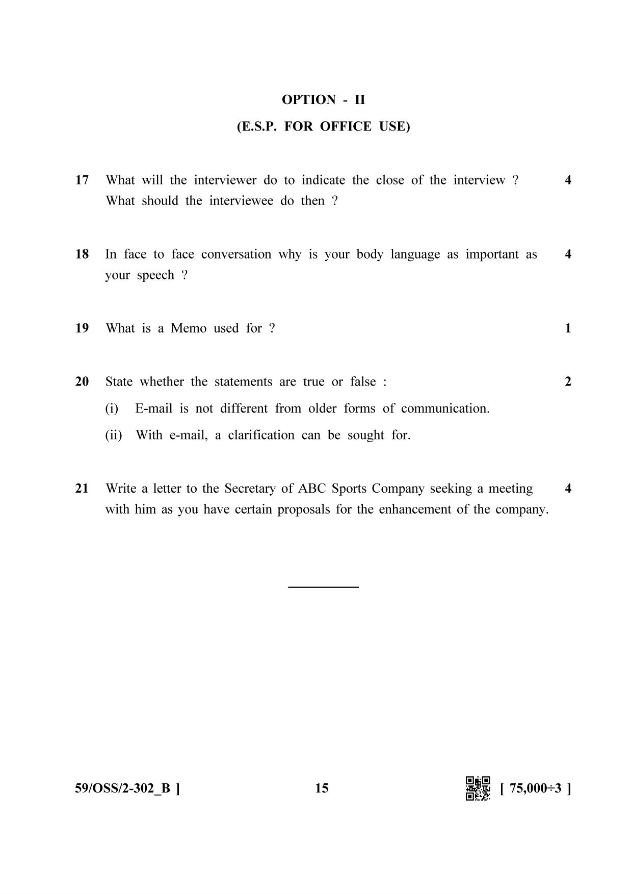 NIOS October 2019 Class 12 English (SET B) Question Paper - Page 15