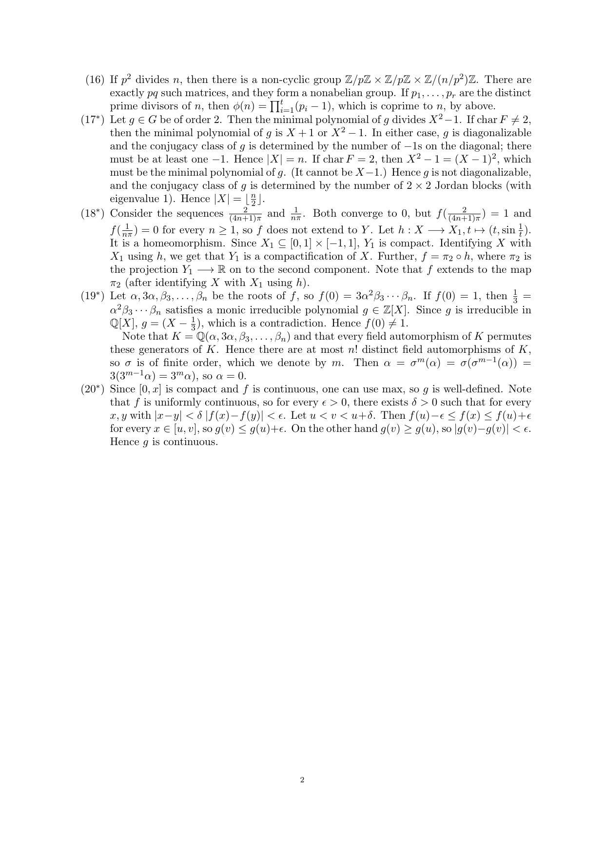 CMI Entrance Exam 2019 Solutions MSc/PhD Mathematics - Page 2