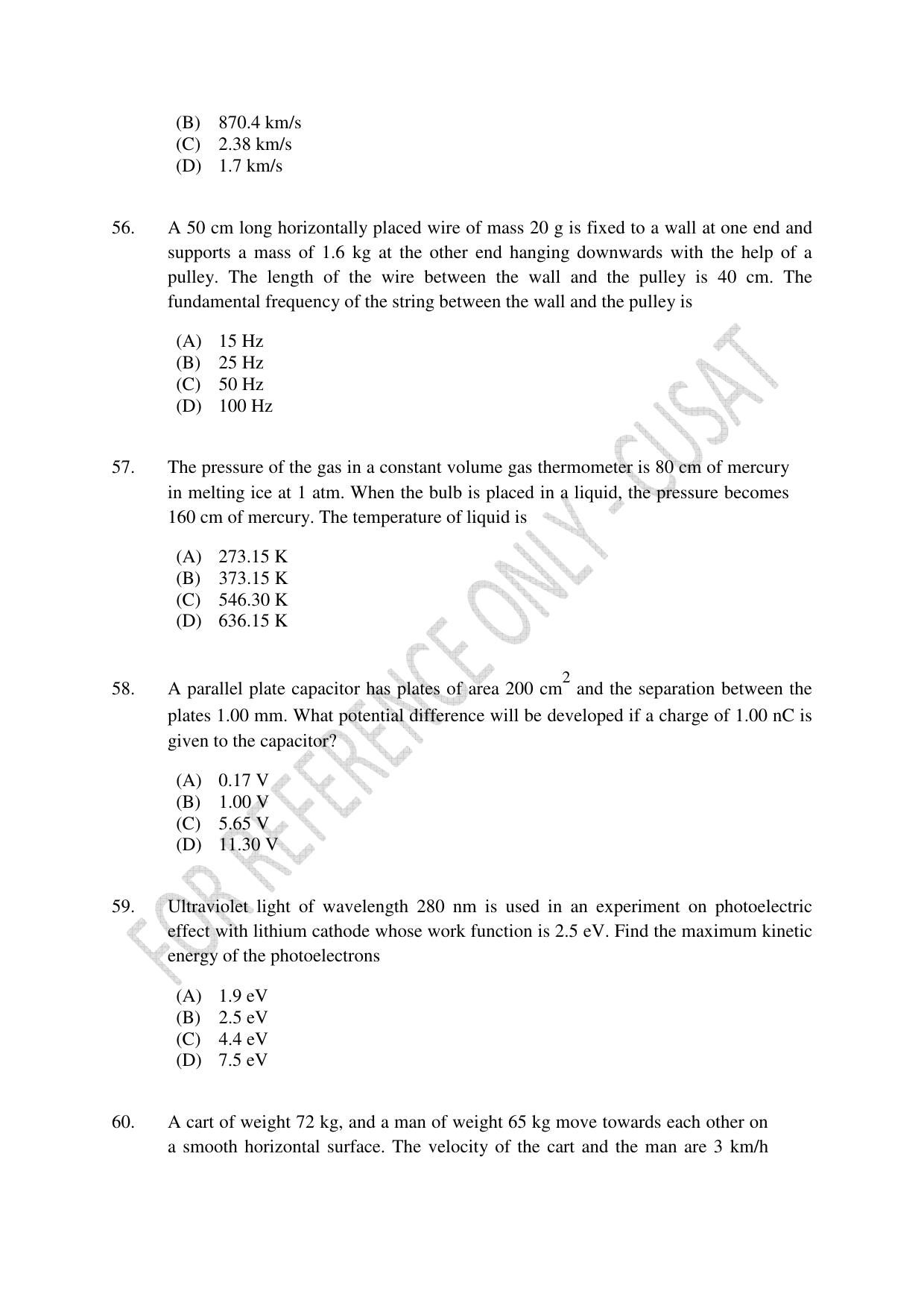 CUSAT CAT 2023 Test For Physics Chemistry Mathematics Shift II Question Paper - Page 13