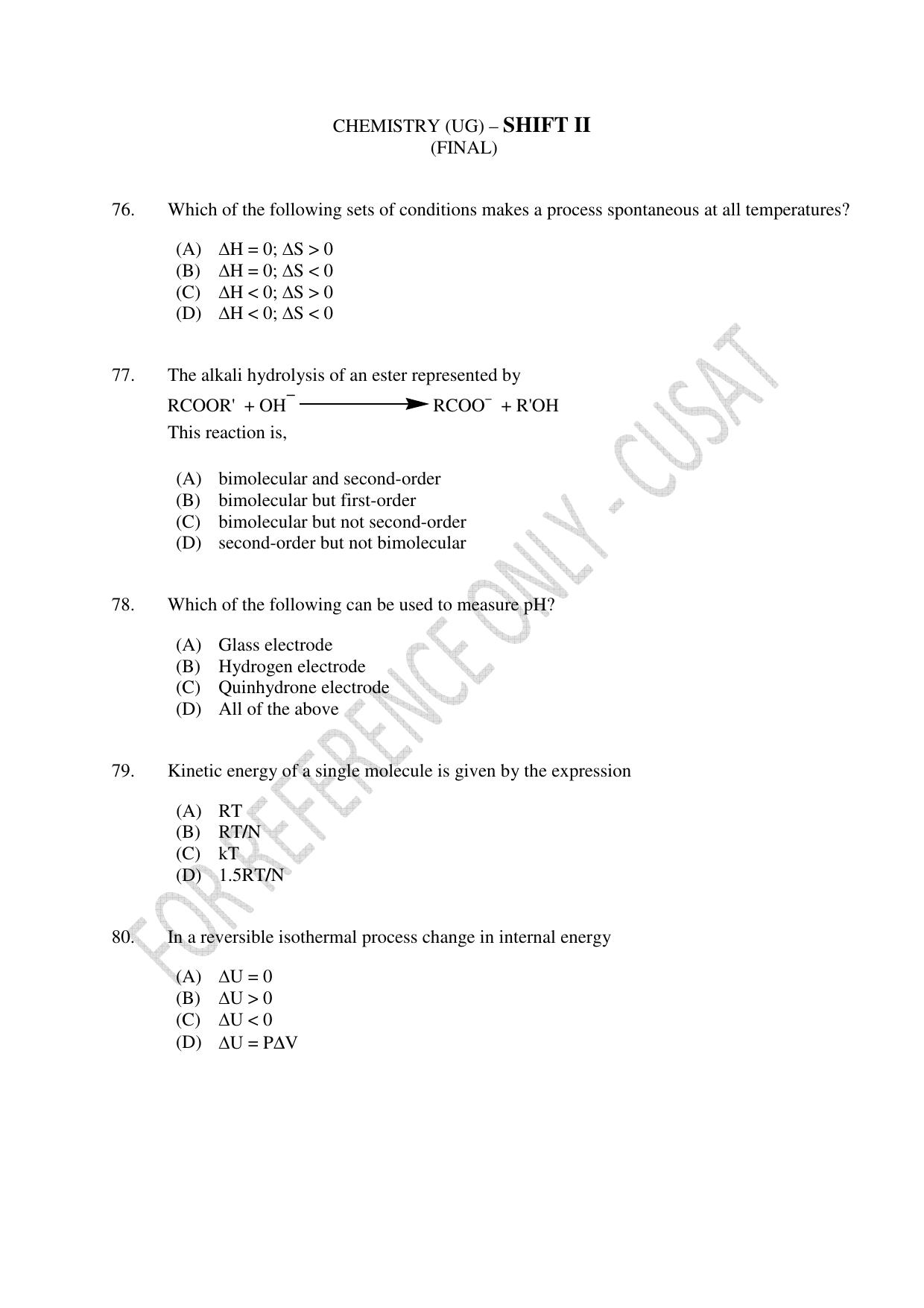 CUSAT CAT 2023 Test For Physics Chemistry Mathematics Shift II Question Paper - Page 17