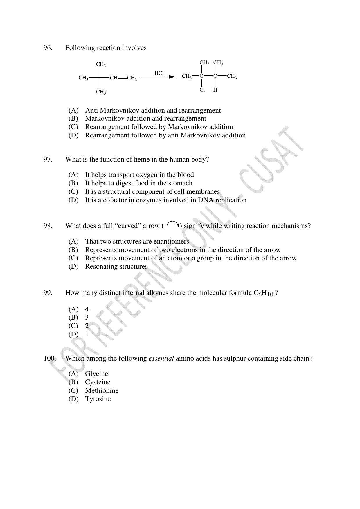 CUSAT CAT 2023 Test For Physics Chemistry Mathematics Shift II Question Paper - Page 21