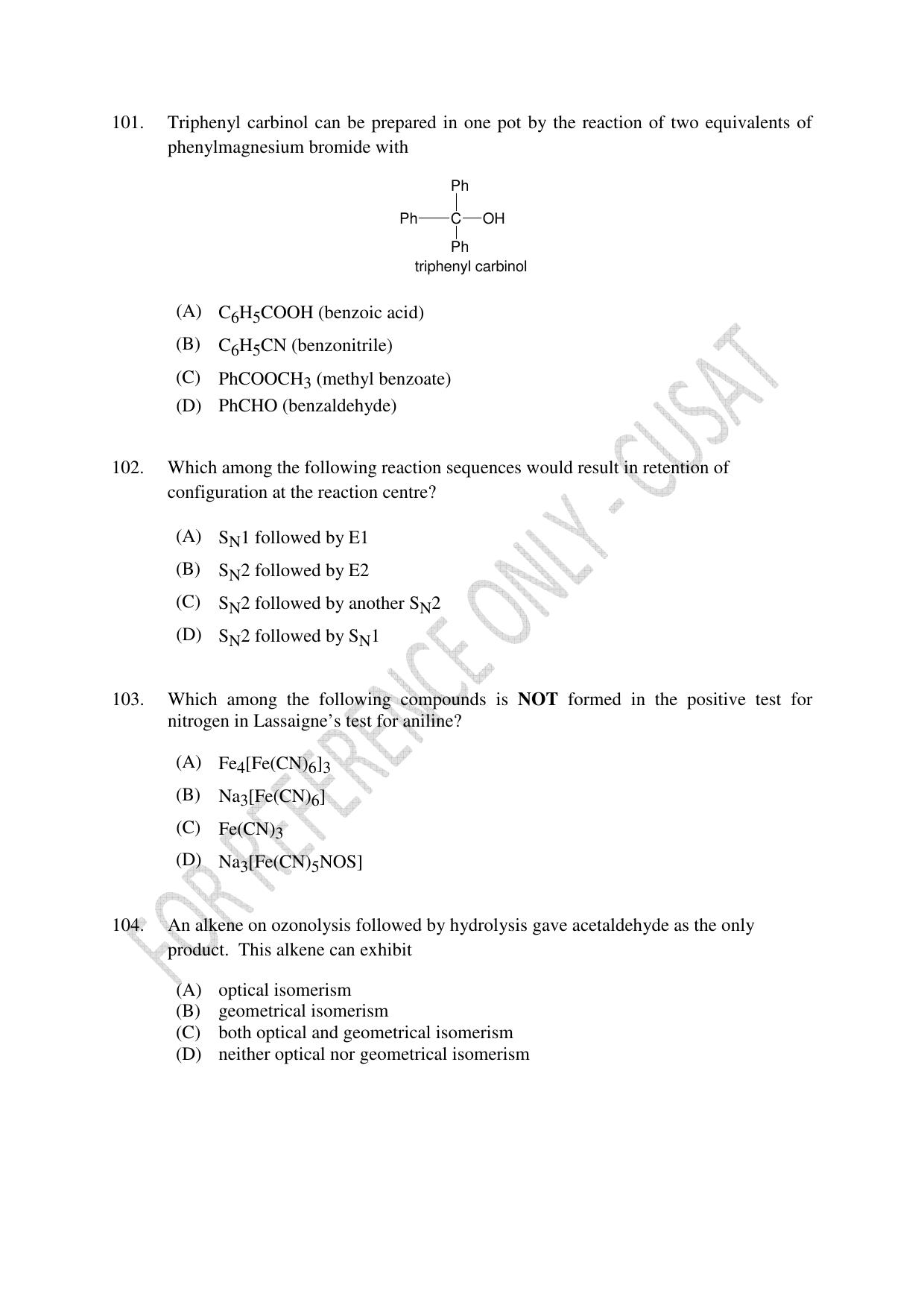 CUSAT CAT 2023 Test For Physics Chemistry Mathematics Shift II Question Paper - Page 22