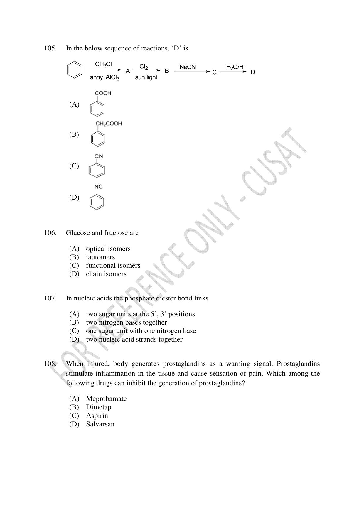 CUSAT CAT 2023 Test For Physics Chemistry Mathematics Shift II Question Paper - Page 23