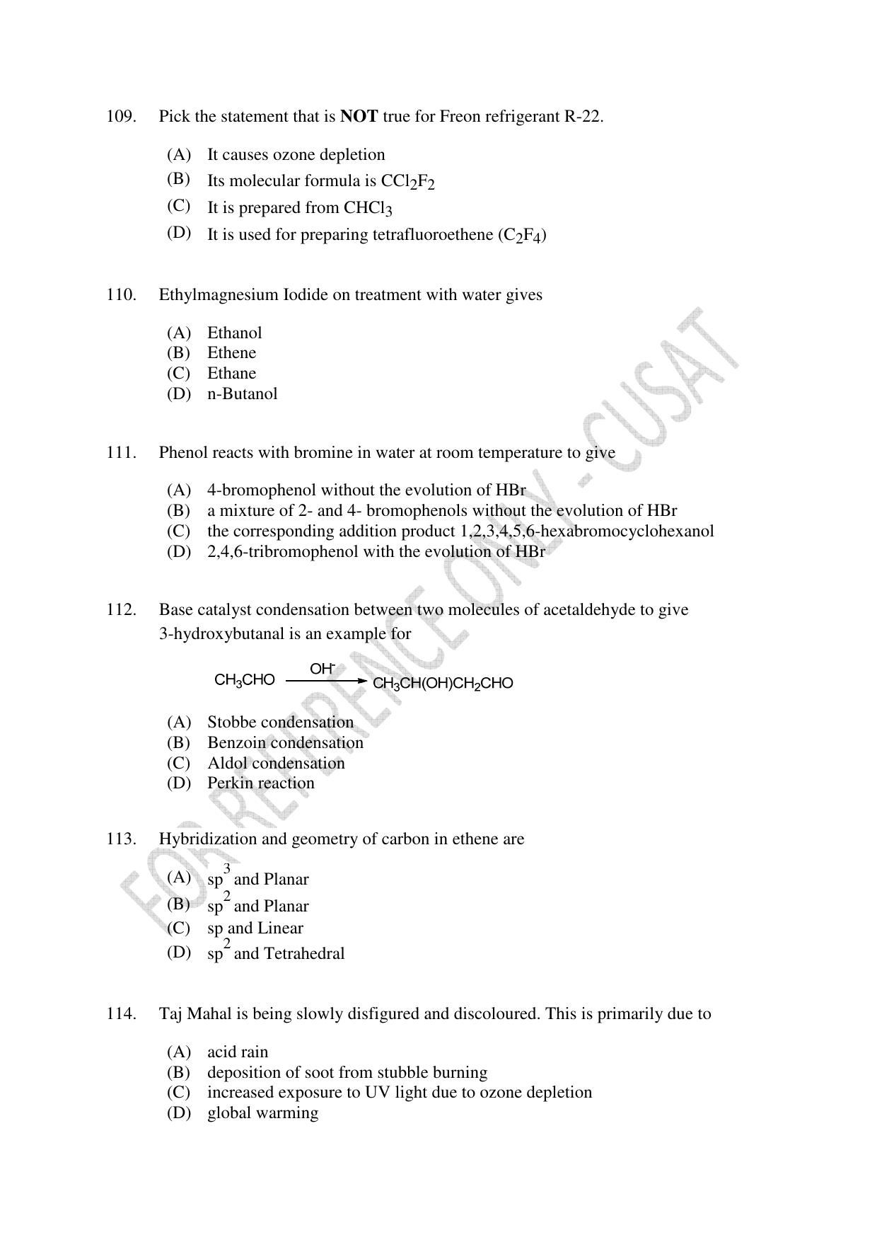 CUSAT CAT 2023 Test For Physics Chemistry Mathematics Shift II Question Paper - Page 24