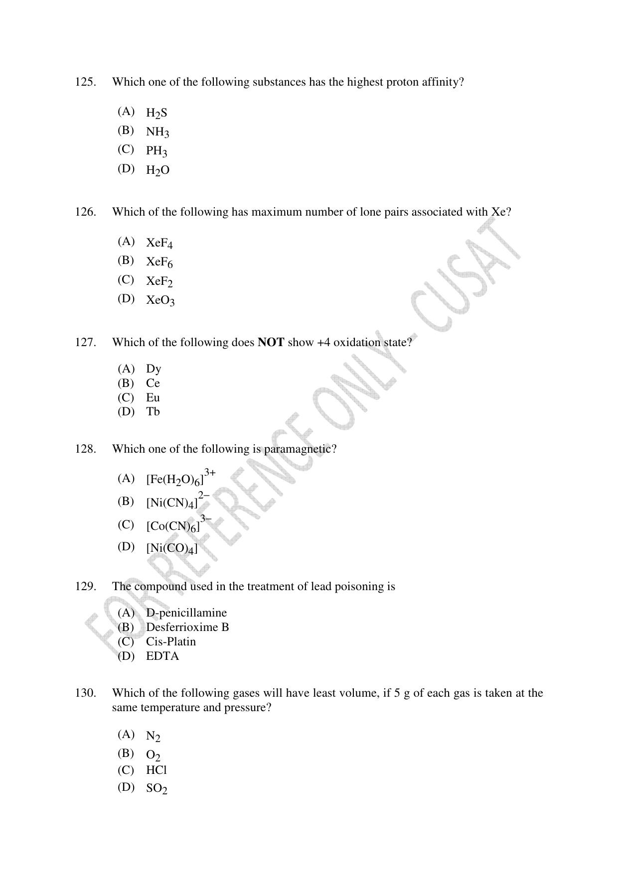 CUSAT CAT 2023 Test For Physics Chemistry Mathematics Shift II Question Paper - Page 27