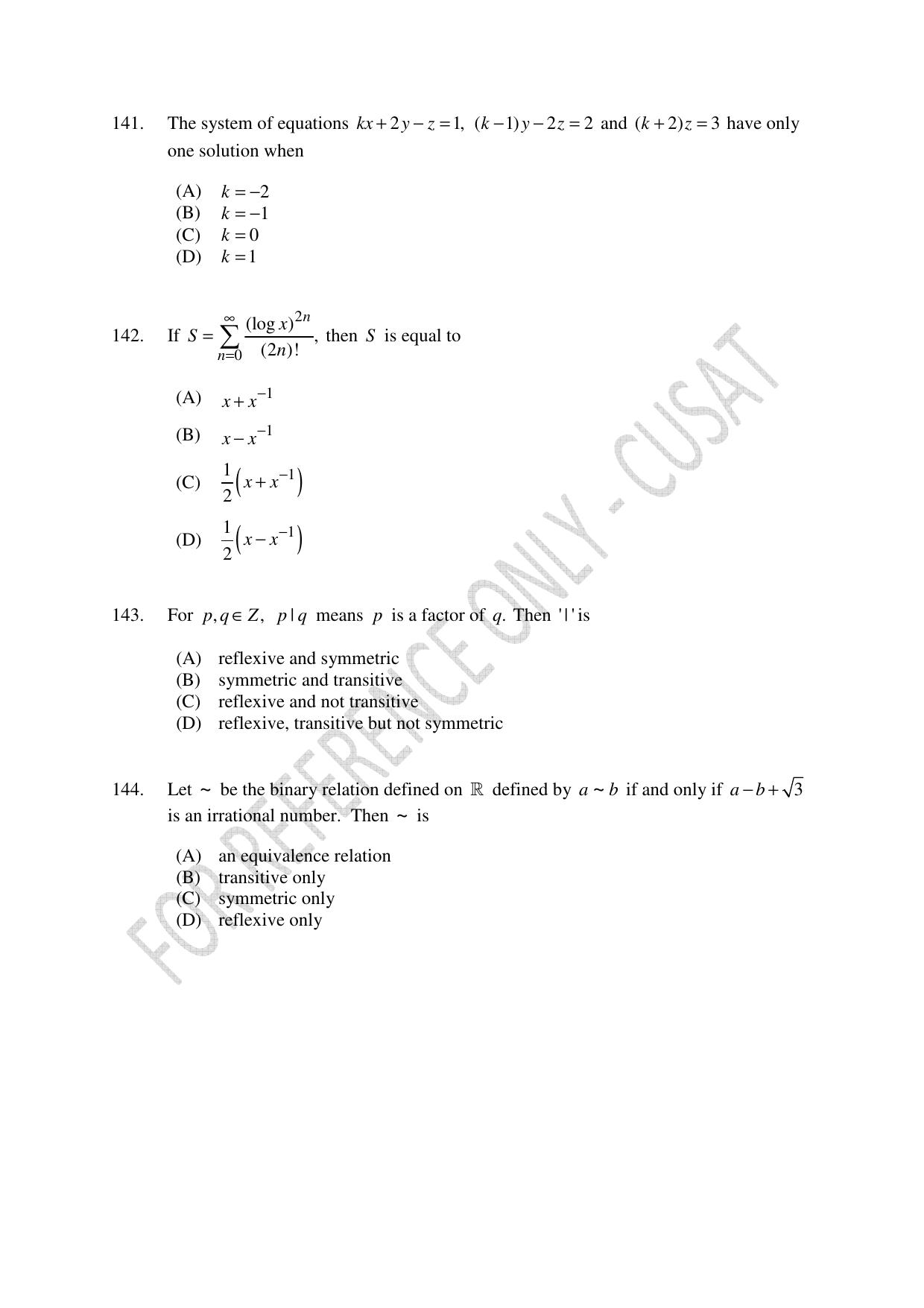 CUSAT CAT 2023 Test For Physics Chemistry Mathematics Shift II Question Paper - Page 30
