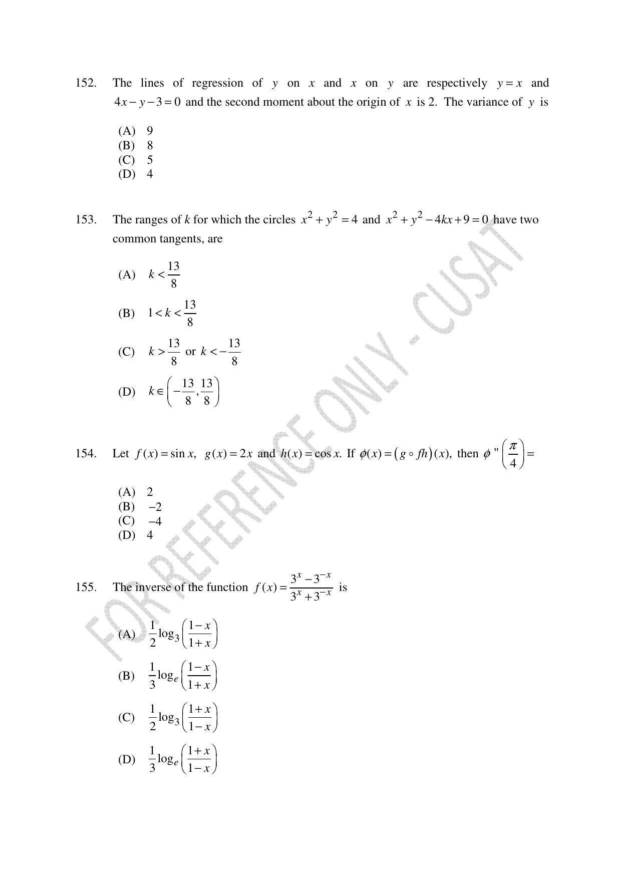 CUSAT CAT 2023 Test For Physics Chemistry Mathematics Shift II Question Paper - Page 33