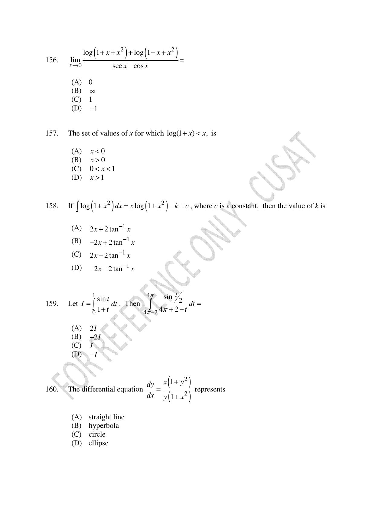CUSAT CAT 2023 Test For Physics Chemistry Mathematics Shift II Question Paper - Page 34