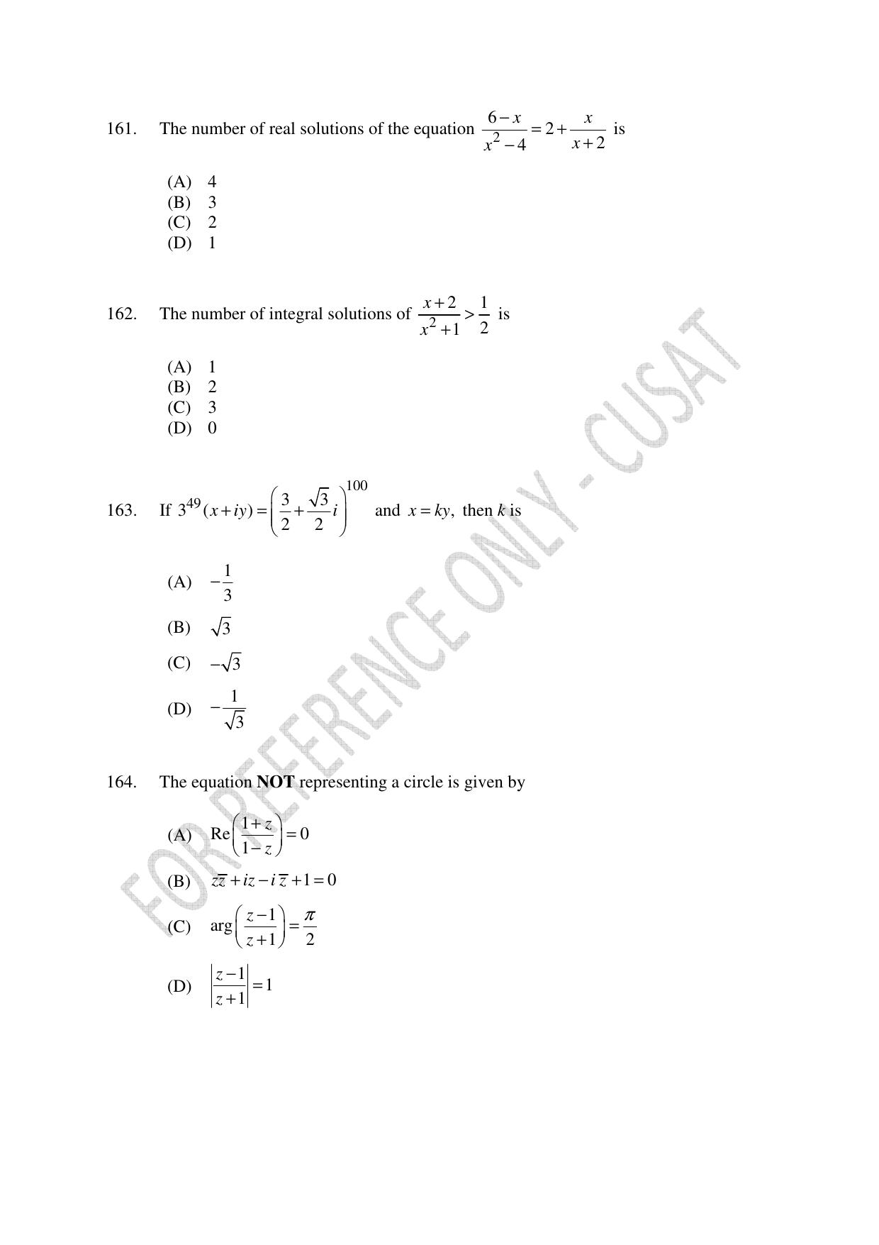 CUSAT CAT 2023 Test For Physics Chemistry Mathematics Shift II Question Paper - Page 35