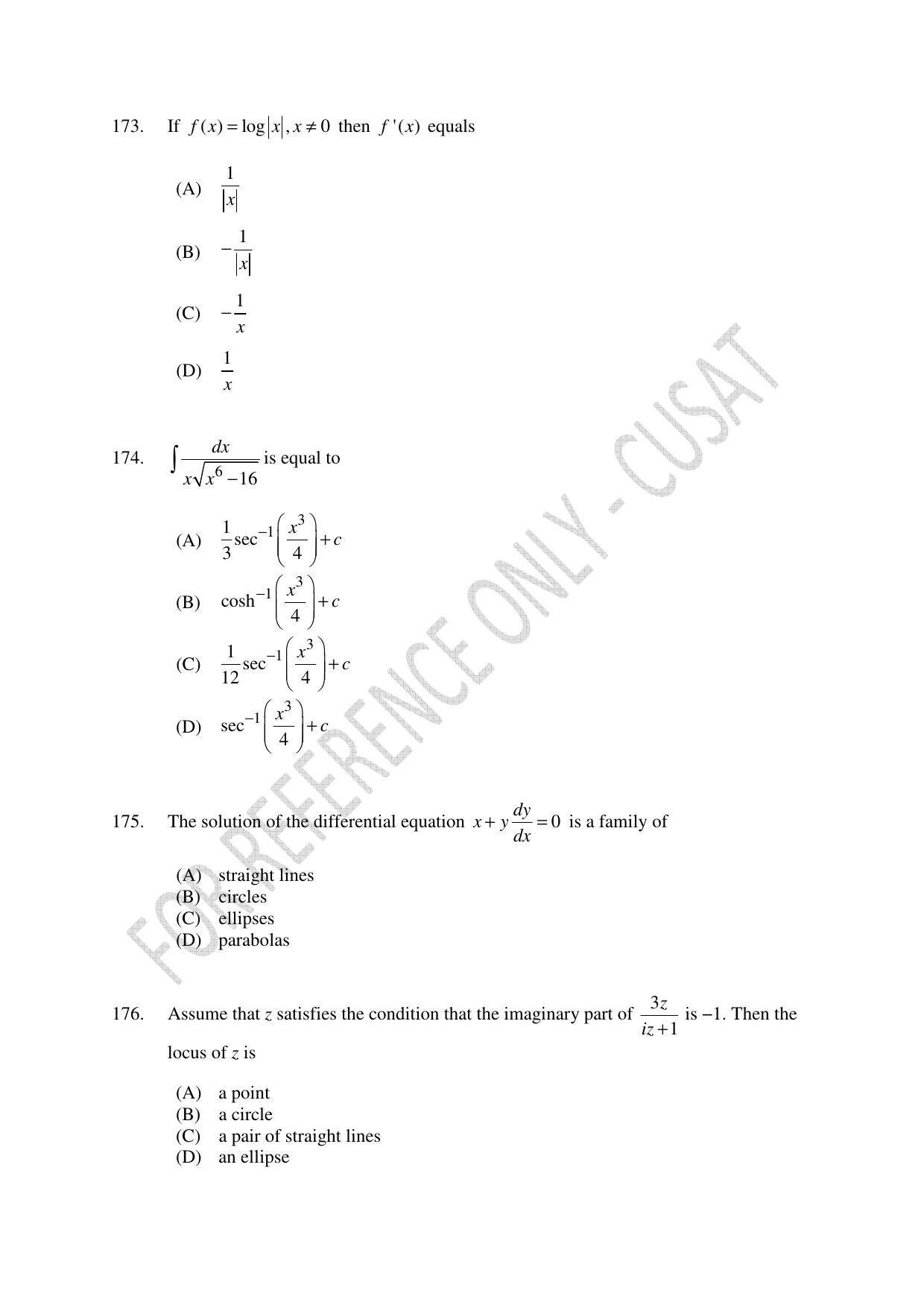 CUSAT CAT 2023 Test For Physics Chemistry Mathematics Shift II Question Paper - Page 38
