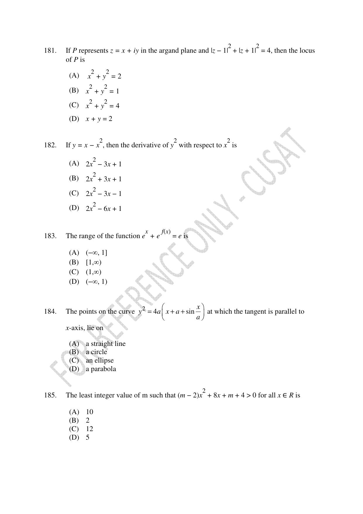 CUSAT CAT 2023 Test For Physics Chemistry Mathematics Shift II Question Paper - Page 40