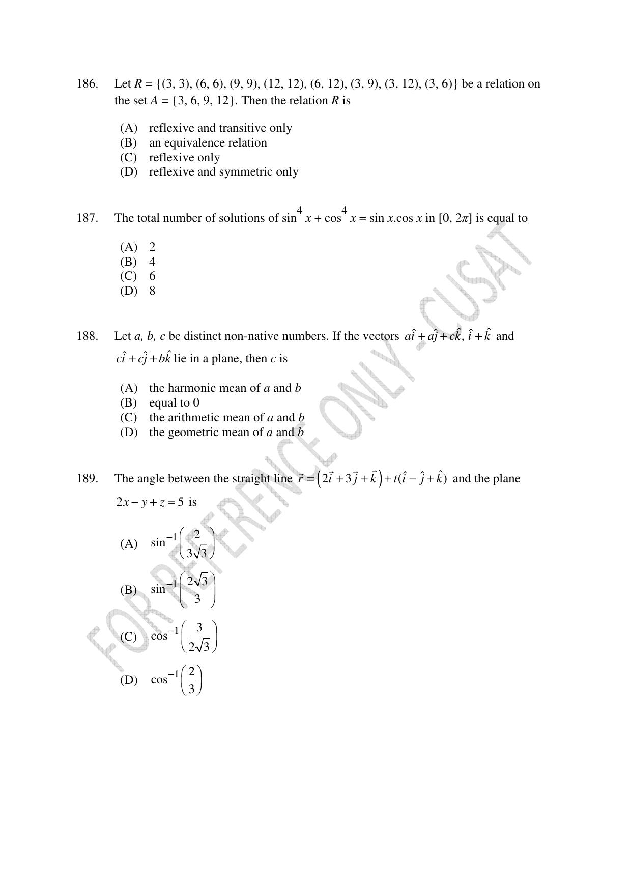CUSAT CAT 2023 Test For Physics Chemistry Mathematics Shift II Question Paper - Page 41