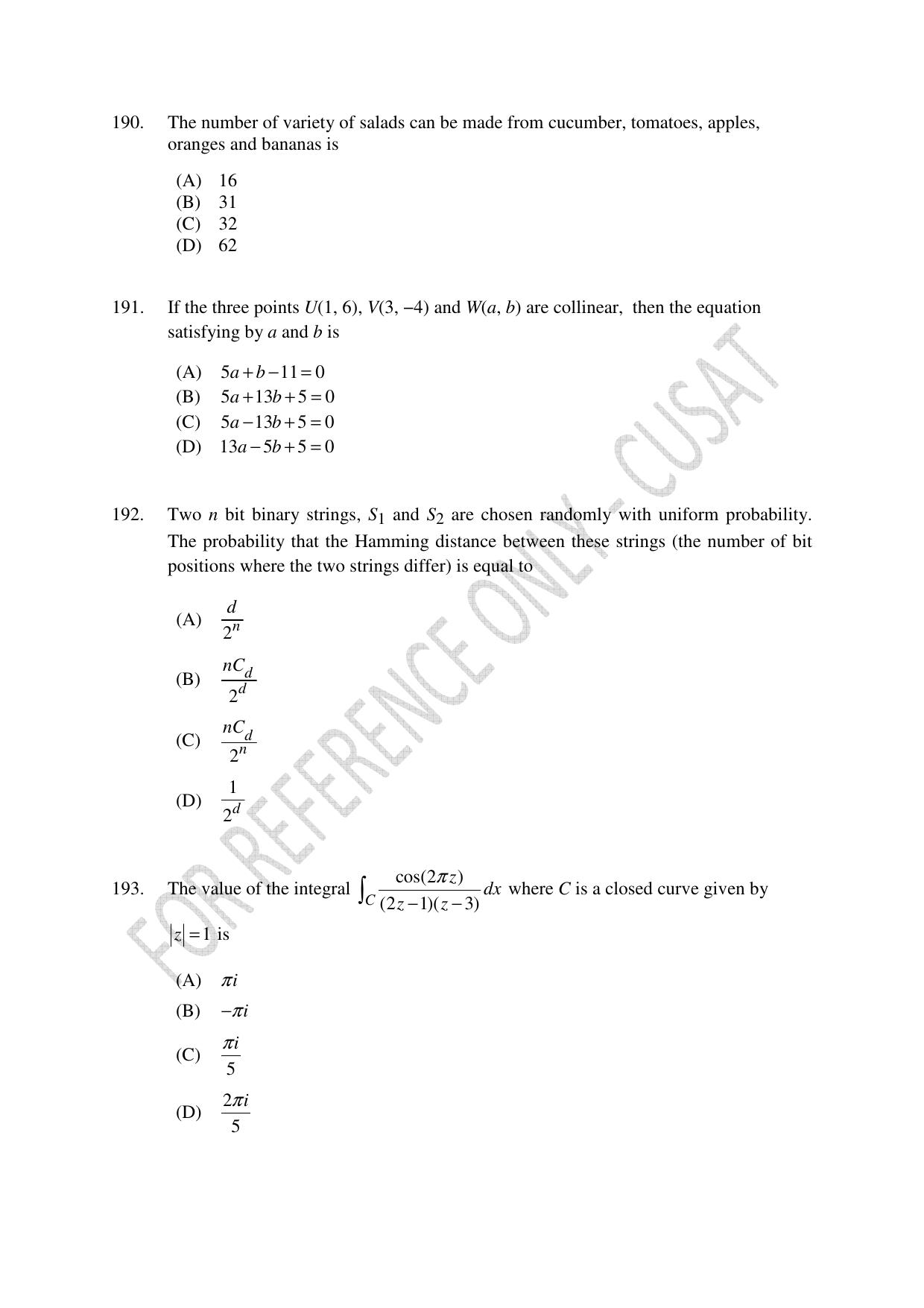 CUSAT CAT 2023 Test For Physics Chemistry Mathematics Shift II Question Paper - Page 42