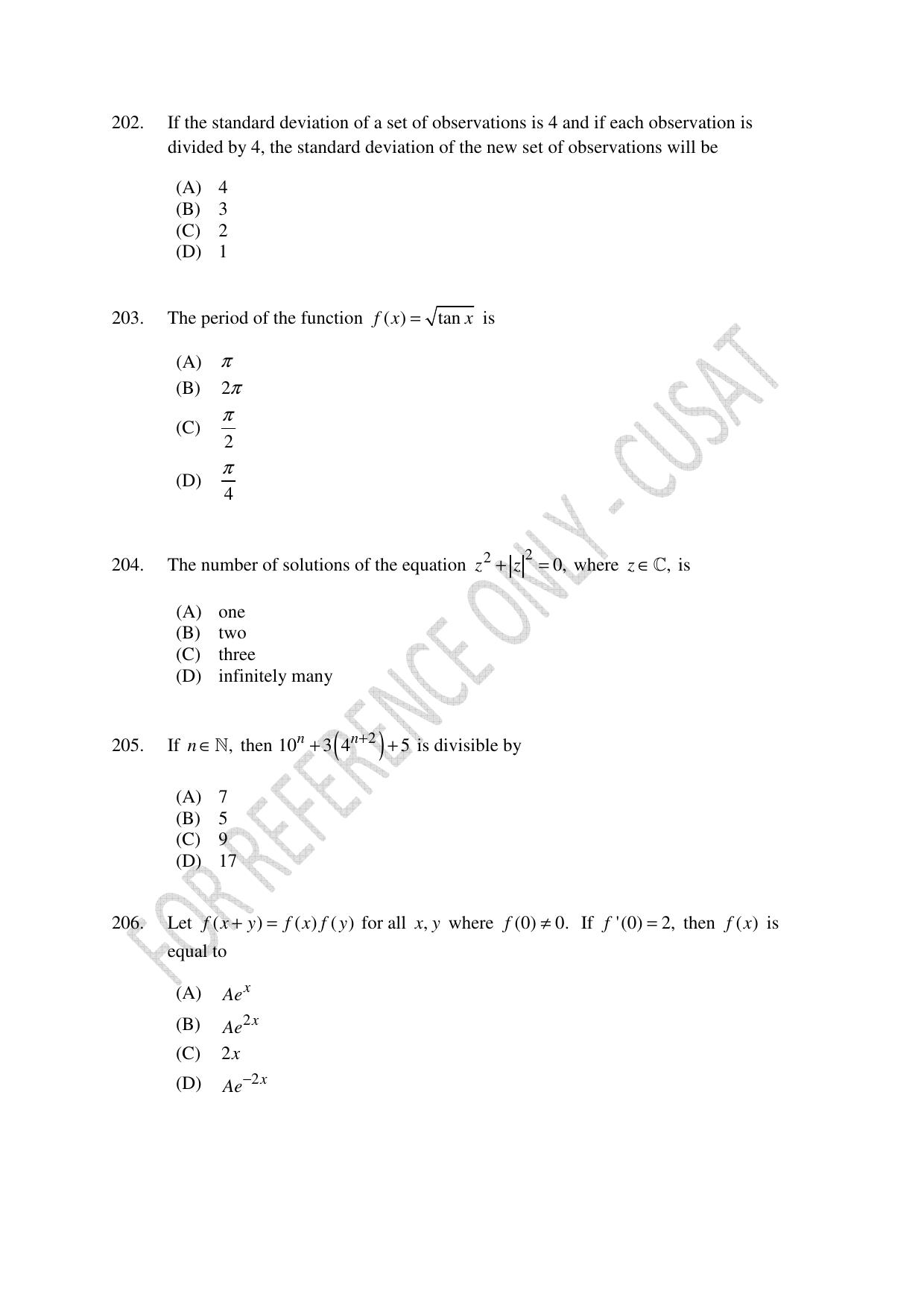 CUSAT CAT 2023 Test For Physics Chemistry Mathematics Shift II Question Paper - Page 45