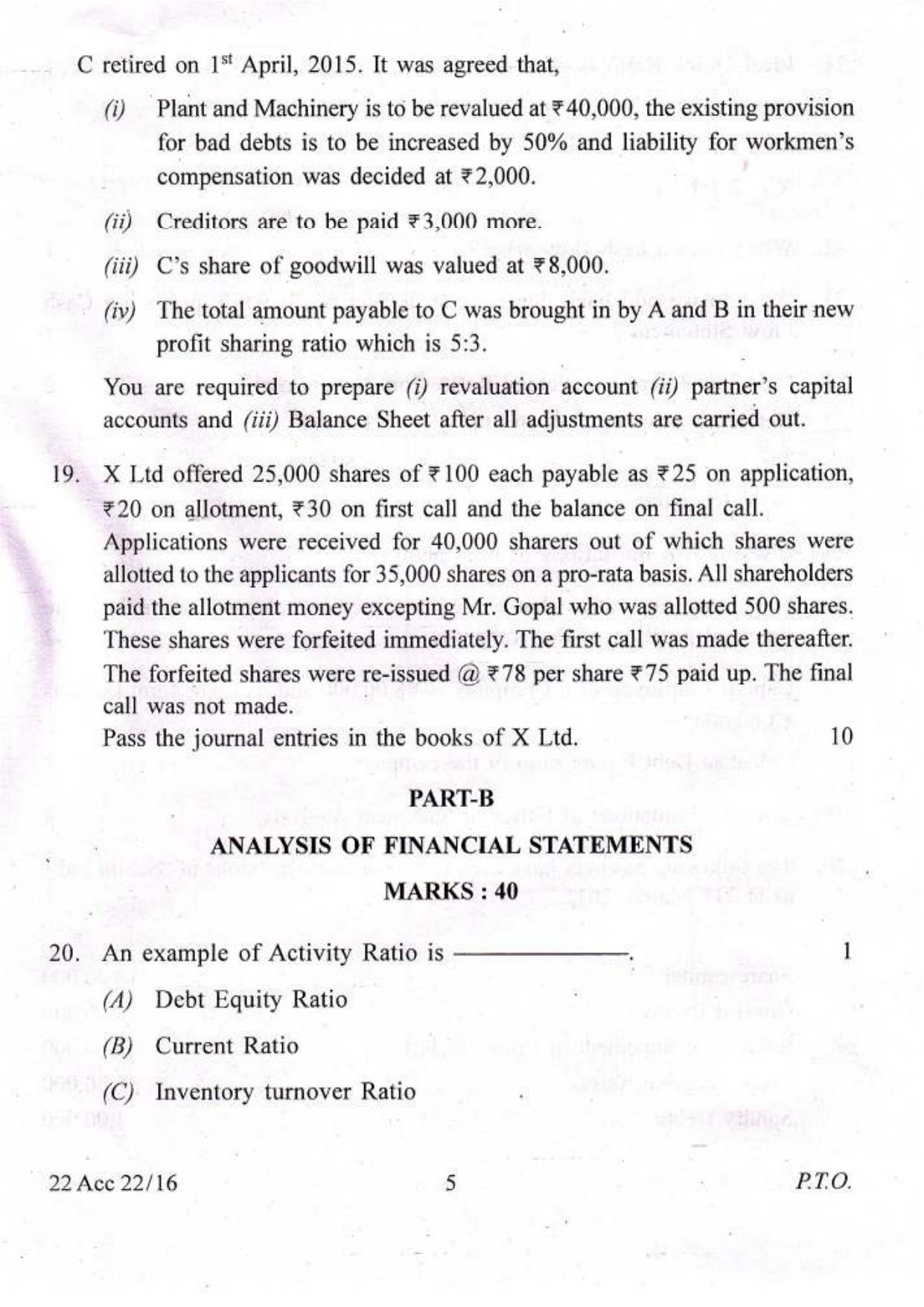 COHSEM Class 12 Accountancy 2016 Question Papers - Page 5
